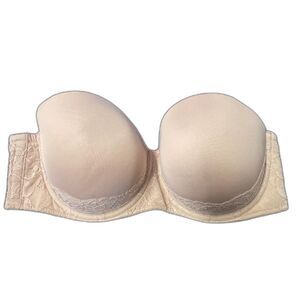 Torrid Curve Push-Up Strapless Bra- Plus Sz 42DD Beige Lace Padded Underwire Bra